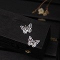 wholesale Sterling Silver Tide Small White 925 Silver Plated Butterfly Earrings Women's New Korean Style Personality Earrings Trendy Versatile Elegant Fashion Accessories-0-1