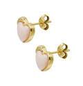 wholesale S925 Silver Plated 14K Gold 3D Heart-Shaped Pink Shell and White Zircon Earrings in Japanese-Style Sweet and Niche Design-0-4
