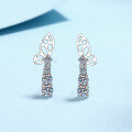 wholesale S925 Sterling Silver Butterfly Moissanite Stud Earrings, Versatile and Fashionable Gift for Girlfriend-0-5