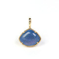 wholesale S925 Gold-Plated Silver, Mysterious Tone Fan-Shaped Lapis Lazuli Labradorite Vintage Pendant-0-0