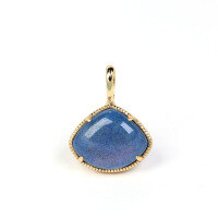wholesale S925 Gold-Plated Silver, Mysterious Tone Fan-Shaped Lapis Lazuli Labradorite Vintage Pendant-Lapis Lazuli Labradorite Double-Sided Pendant 925 Silver
