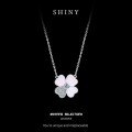 S925 Silver French-style Moiram Four-leaf Clover Mother-of-pearl Necklace-0-5