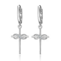 wholesale S925 Sterling Silver Moissanite Cross Ear Studs Infinity Symbol Fashion Trendy Minimalist Versatile Earrings-Type A Platinum>925 Silver