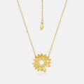 wholesale S925 sterling silver gold-plated Buccellati-style filigree sunflower necklace, niche design, women's wholesale-0-4