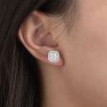 wholesale 18k Gold Plated S925 Silver Classic Princess Cut 1 Carat Full Moissanite Stud Earrings-0-3