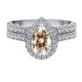 wholesale S925 Sterling Silver 15ct Pear-Shaped Moissanite Ring Set for Women High-End Stackable Rings Jewelry for Men-0-10