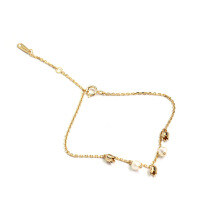 wholesale Sterling Silver Gold-Plated, Japanese Light Jewelry, Elegant Bluebell Flower, Natural Freshwater Pearl, Adjustable Women's Bracelet-Orchid Linghua Bracelet 925 Silver