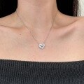 wholesale S925 Sterling Silver Crossed Square Zirconia Heart Pendant Necklace for Women, Minimalist and Chic Collarbone Chain-0-1