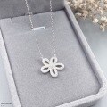 wholesale [925 Silver] Maker S990 Full Silver Korean Style Inlaid Full Diamond Sunflower Necklace for Women, Fashionable and Personalized Ins Versatile Choker-0-2