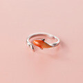 wholesale S925 silver ring for women, Korean-style minimalist and unique orange gradient koi fish fresh hand accessory J8771-0-2