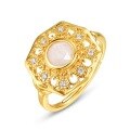 wholesale 925 silver gold-plated Japanese agete jewelry natural moonstone ring blooming sunflower classical and exquisite-0-4