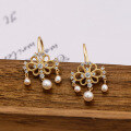 wholesale S925 Silver Plated 14K Gold Vintage Japanese-style Light Luxury Pearl Earrings-0-1
