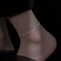 wholesale S925 Sterling Silver Small and Large Bead Ankle Chain Korean Style Fashion Commuting Niche Design Ankle Jewelry S7107-0-2