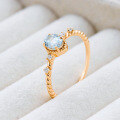wholesale S925 Silver Plated with 14k Gold Japanese Retro Style Sky Blue Topaz and White Zircon Ring by Dunli Jewelry Wholesale-0-2