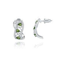 wholesale 925 silver luxurious and high-end design natural diopside earrings, the Prosperity Collection, gemstone stud earrings-Natural diopside earrings