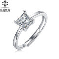 S925 Silver Moissanite Six-Claw Light Luxury Adjustable Ring-0-45
