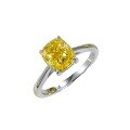wholesale S925 Sterling Silver 125 Carat Cushion Cut Yellow Diamond Ring Square Simulated Diamond Ring Women's Engagement Ring-0-4