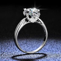 925 Silver 1ct Four-Prong Bullhead Moissanite Ring, Factory Wholesale-1 carat (moissanite)  Hong Kong number 19