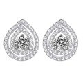 S925 Sterling Silver D Color Moissanite 50-Point Pear Stud Earrings-0-3