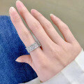 wholesale 925 Silver Row Diamond Ring Full Diamond Ladder Square Ring Micro Paved Cross-Border Drop Shipping for Zhuo Zhi Fan Jewelry New Collection-0-2