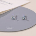 wholesale 925 Sterling Silver Blue Iris Flower Stud Earrings-0-4