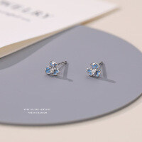 wholesale 925 Sterling Silver Blue Iris Flower Stud Earrings-Flowers/s999