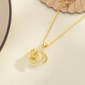 wholesale Metal Material: National Trend Lotus Peace Buckle Necklace for Women, Chinese-style Minimalist and Unique White Chalcedony Pendant Collarbone Chain, Gift for Mom-0-0