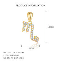 wholesale S925 Sterling Silver Cross-border Twelve Zodiacs Exquisite Personality Choker Necklace For Women, Light Luxury Fashion Pendant, European And American Versatile-A4146-Scorpio/Single Pendant 925 Silver