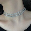 wholesale S925 Sterling Silver European and American Wedding Style Necklace for Women, High-End Round Zirconia Row Diamond Design, Luxurious and Elegant Tennis Necklace-0-2