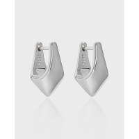 wholesale S925 Sterling Silver Geometric Cone Ear Clips, Korean Version INS Minimalist Niche Design with Versatile and Textured Style-Platinum 925 silver