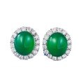 wholesale 925 Silver Metal Material Luxury Inlaid 10*12 Green Chrysoprase Earrings Rich Lady Style Classic Earrings-0-4