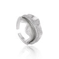 wholesale S925 Sterling Silver RG Irregular Full Diamond Ring for Women, High-End, Niche, Original, Personalized, Adjustable Silver Ring-0-0