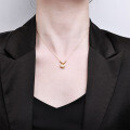 22K Gold and S925 Sterling Silver Pendant Necklace, Minimalist Longevity Lock Lariat Collarbone Chain-0-1