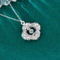 S925 Sterling Silver Four-Leaf Clover Dreamcatcher Necklace with Moissanite Pendant-0-2