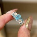 wholesale S925 Sterling Silver Flower Fairy Blue Hydrangea Paraiba Ring Vintage Luxury Fashion High-End Exquisite Diamond Ring-0-5