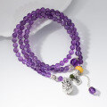 wholesale 999 Silver Fresh, Sweet, Niche-Designed Exquisite Multi-Layer Amethyst "Fu" Character Rabbit Bracelet S7807-0-3