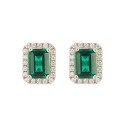 wholesale S925 silver hypoallergenic classic halo lab-grown emerald 5*7mm small octagon stud earrings for women-0-4
