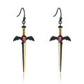 wholesale 925 Silver Dark Series Designer High-End Dagger Gothic Earrings with Natural Gemstones-0-6