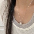 wholesale S925 Sterling Silver Geometric Pearl Necklace for Women, Elegant and Fashionable Minimalist High-End Sense Collarbone Chain, Korean Style Trend-0-3