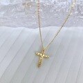 wholesale S925 Sterling Silver European and American Minimalist Classic Cross Pendant Necklace with Zircon Inlay Collarbone Chain Jewelry Factory-0-2
