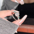 wholesale S925 Sterling Silver White Chalcedony Egg-Shaped Ring for Women, Cold Niche Design, Light Luxury Advanced Sense, Retro Openable Ring, Chinese Style-0-1