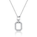wholesale 18K Gold Geometric Square Buckle Necklace with Lab-Grown Diamonds, AU750 Platinum Real Diamond Collarbone Chain, Chic Style-0-4