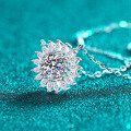 S925 Sterling Silver Moissanite Sunflower Necklace-0-0