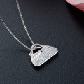 wholesale S925 silver with diamond zirconia creative and unique small chic style bag pendant women Korean version fashionable elegant necklace accessory-0-3
