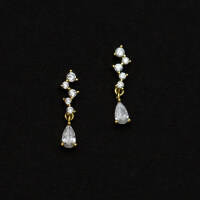 wholesale S925 Sterling Silver Korean Style Minimalist Diamond-Inlaid Teardrop Elegant Ear Studs Sweet and Fresh Women's Ear Jewelry G7791-S925 silver pair silver 925 silver