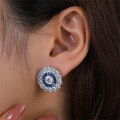 wholesale S925 sterling silver new high-carbon diamond blue sapphire earrings for women wholesale factory-0-2