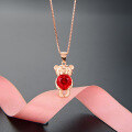 wholesale S925 Silver Cute Cartoon Pendant Necklace for Women, Bear Crystal Choker, Fashion Korean Style-0-5