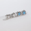 wholesale S925 Sterling Silver Fashion Mushroom Stud Earrings Women's Blue Zircon Heart-shaped Earrings Cross-border New Accessories-0-1