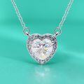 wholesale S925 Sterling Silver Moissanite Diamond Heart Necklace for Women, Light Luxury Hollow Heart Pendant with Micro-Pave Setting, Small Design Collarbone Chain-0-0