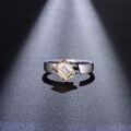 wholesale Champagne Gold, Yun Tong Jewelry Ins-style Colored Moissanite Emerald Cut 5*7mm 1 Carat Moissanite Pinky Ring-0-1